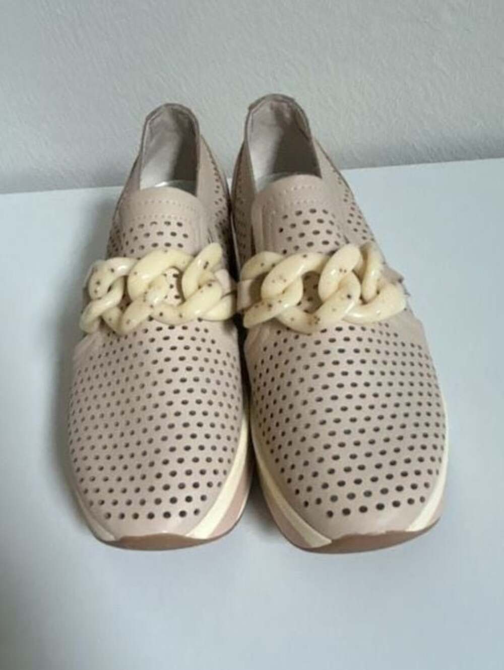 Dolce Vita Jhenee Leather Platform Sneakers Sand Nubuck Chain S 6.5 - Picture 6 of 16